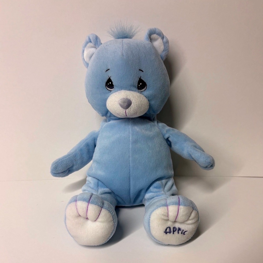 Precious Moments April Birthday Bear Blue Plush Teardrop Eyes 2003 Enesco 10"